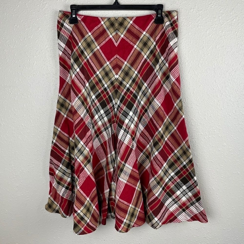NWT Jones New York Signature Tartan Linen Skirt